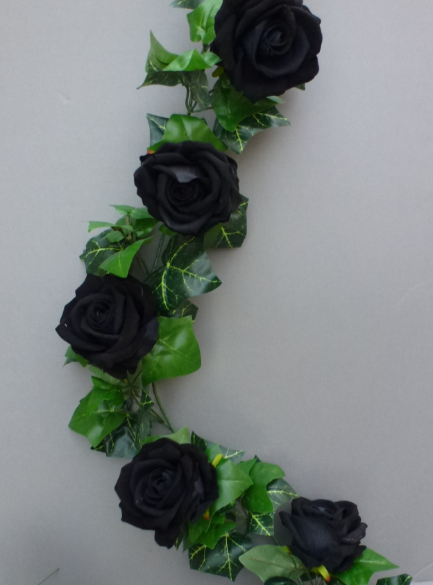 Garland Gothic with artificial black roses Artificial Flower Studio